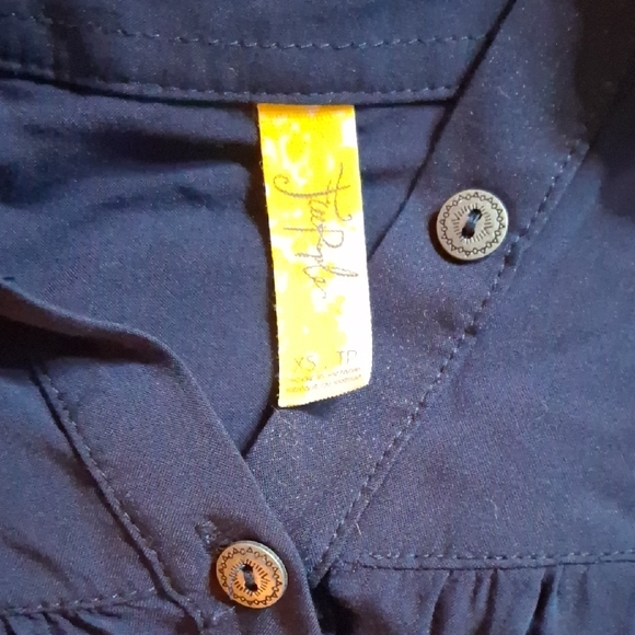 Navy Blue Button-Up Blouse - Picture 2 of 2